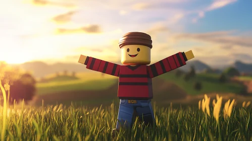 Lego Character in Golden Field