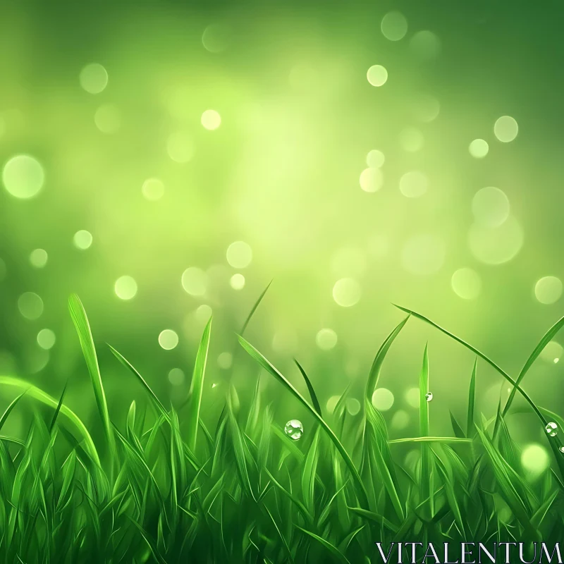 AI ART Fresh Green Grass Dew