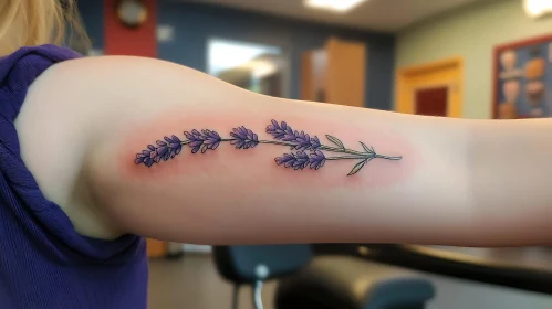 Delicate Lavender Floral Tattoo