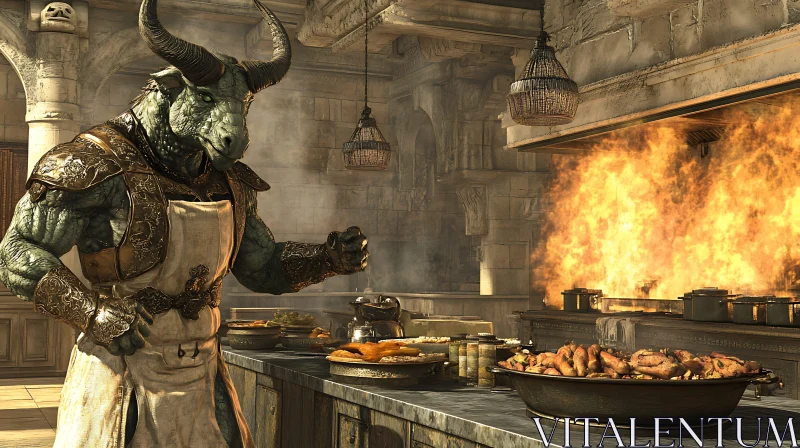 AI ART Culinary Minotaur Ready to Cook