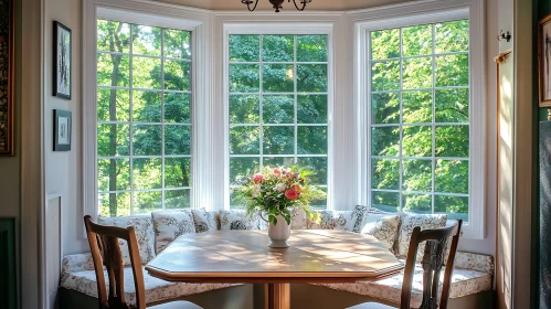 Cozy Dining Nook with Floral Arrangement