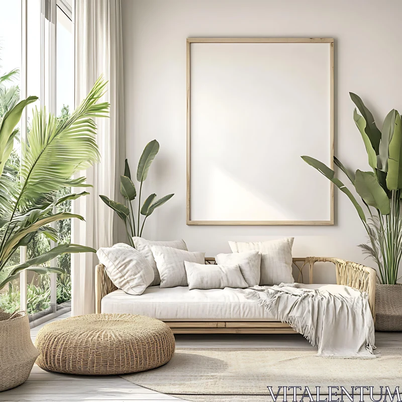 AI ART Serene Living Room with Natural Light