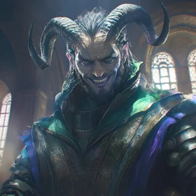 Horned Demon's Sinister Smile Portrait