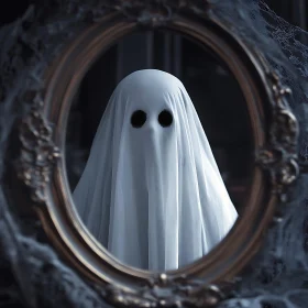 Ghostly Reflection in Ornate Frame