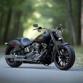 Motorcycle on a Forest Road