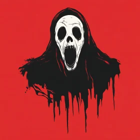 Ghostly Scream Skull Illustration