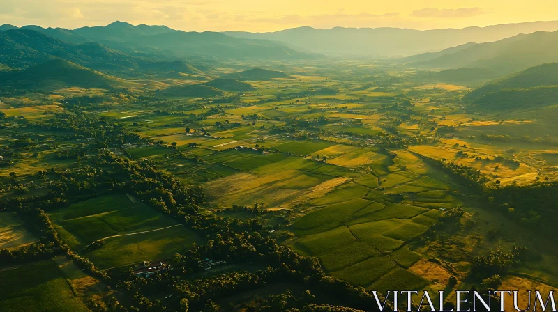 Lush Green Valley and Distant Mountains AI Image