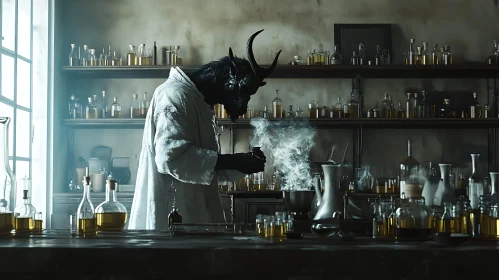 Horned Alchemist at Work