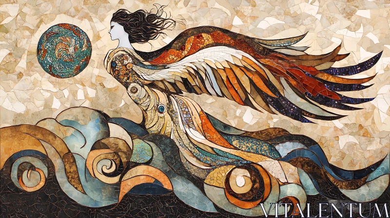 AI ART Winged Seraph Mosaic Art