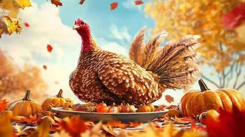 Autumn Harvest Turkey Feast Still Life