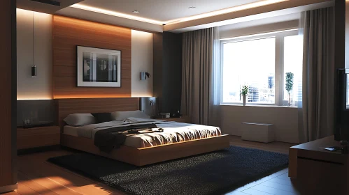 Contemporary Bedroom with City View