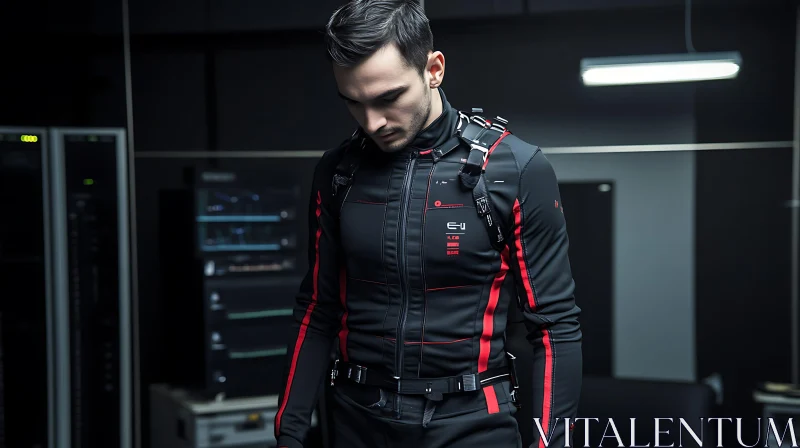 Man in High-Tech Cyber Suit AI Image