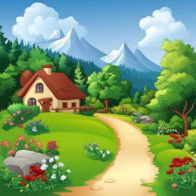 Idyllic Cartoon Nature Scene