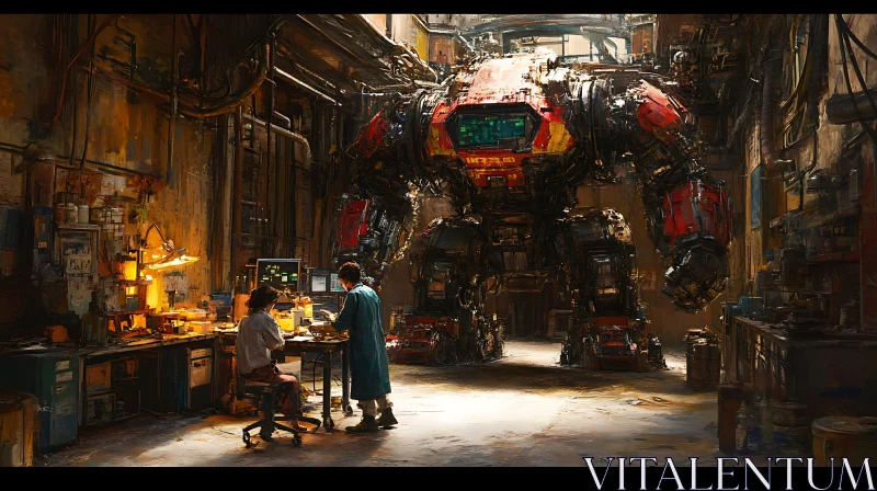 AI ART Mechanical Giant in Laboratory