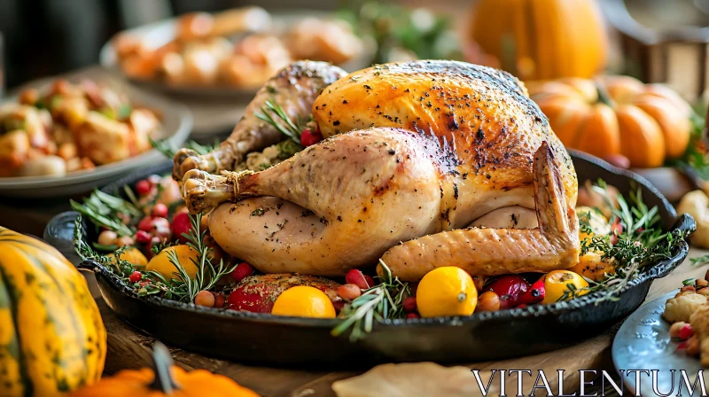 Festive Thanksgiving Dinner with Roasted Turkey AI Image