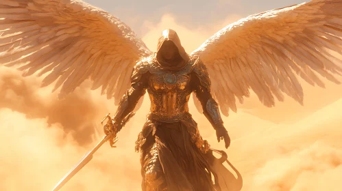 Golden Armored Angel with Sword