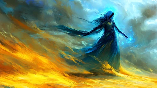 Hooded Figure with Magical Light