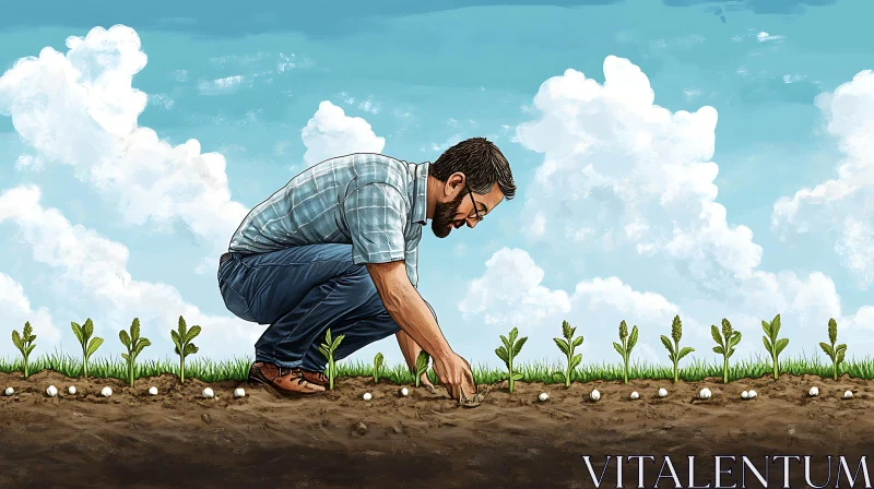 Cultivating Growth: A Farmer's Dedication AI Image