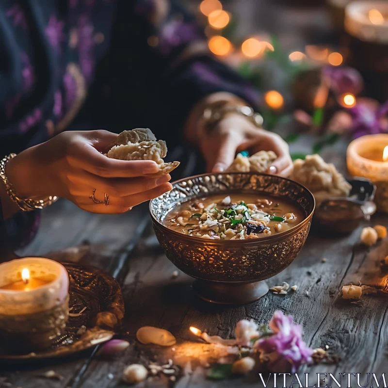 Cozy Evening Meal with Soup AI Image