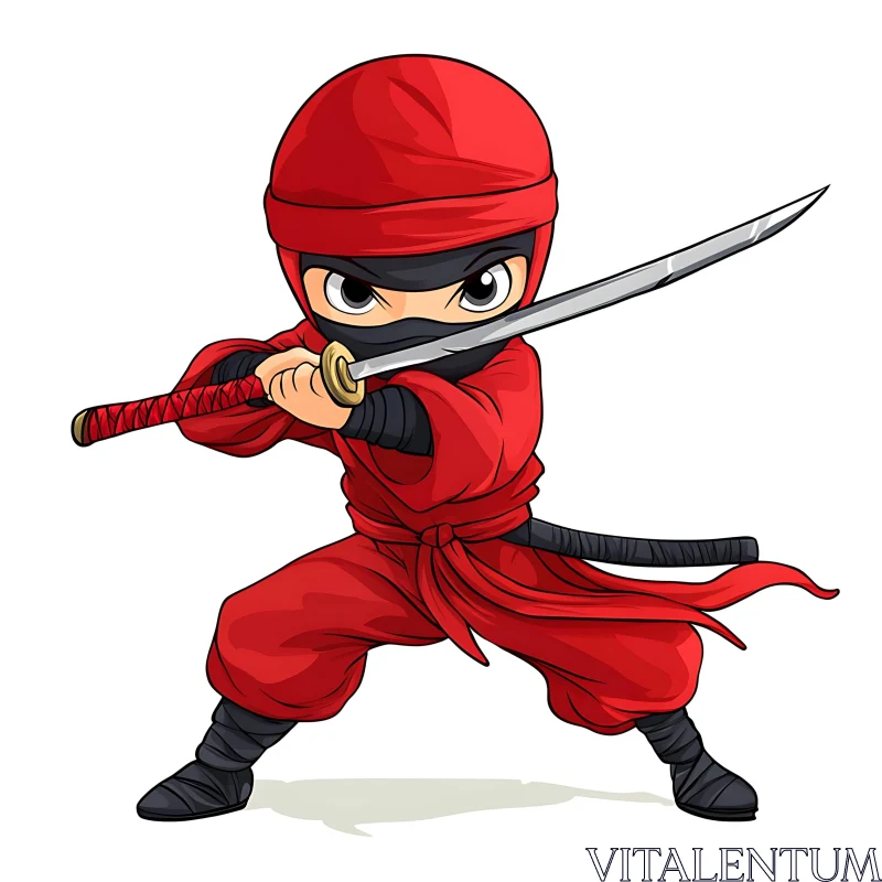 AI ART Stylized Ninja Warrior with Sword