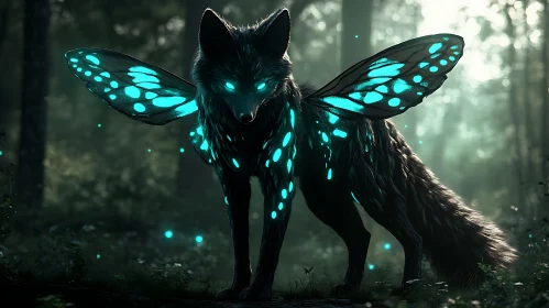 Mystical Glowing Fox in Woodland Realm