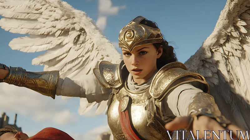 Winged Protector: Angel in Battle Attire AI Image