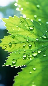 Close-Up Shot of a Leaf with Water Drops - Nature Scene
