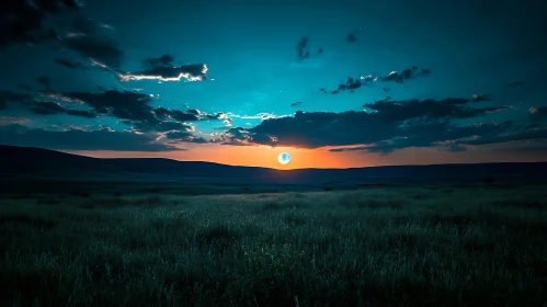 Night Field Under Moonlight