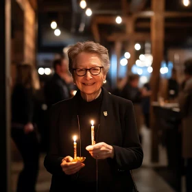 Candlelight Portrait of a Cheerful Woman