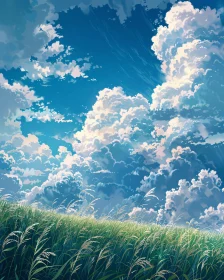 Peaceful Landscape with Clouds