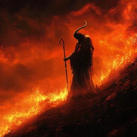 Horned Figure in Flames