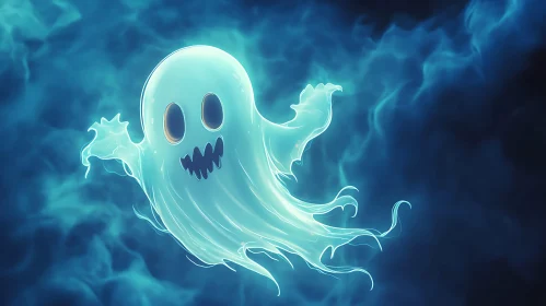 Playful Ghost in Blue Hues