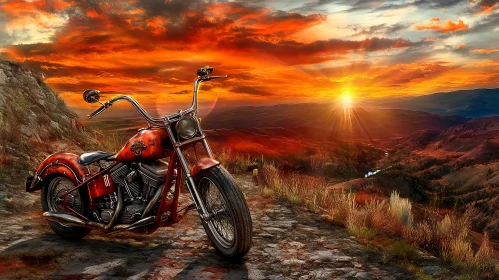 Vintage Motorcycle Sunset Ride