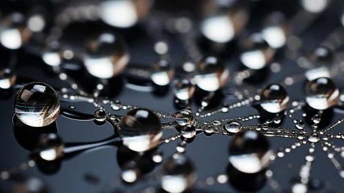 Translucent Water Drops on Black Surface - Modern Jewelry Essence
