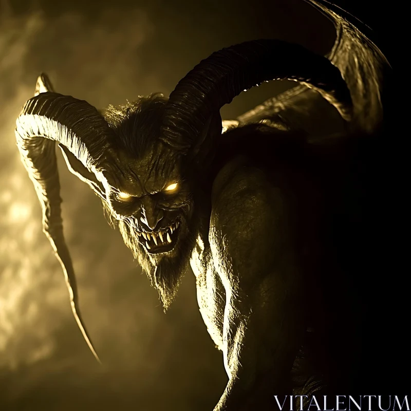 Sinister Demon Emerging from Darkness