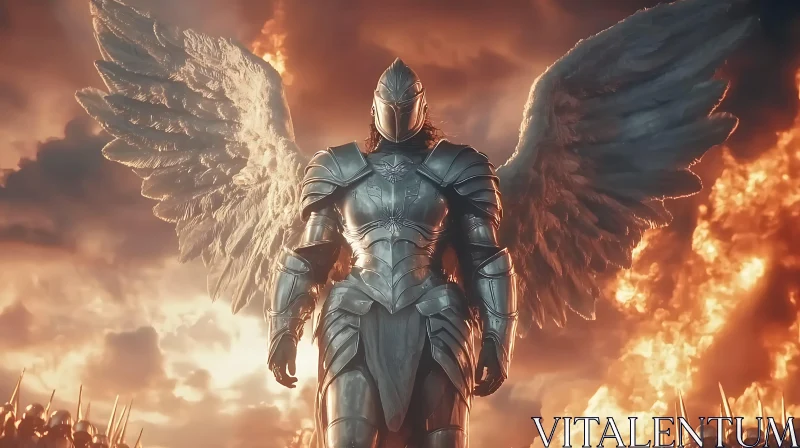 Winged Angel Warrior in Battle Stance