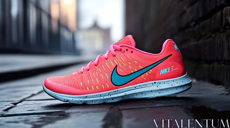 Sporty Coral Shoe with Teal Accents