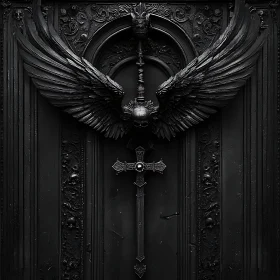 Monochromatic Gothic Art with Skull