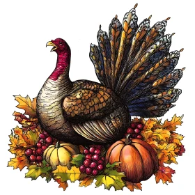 Festive Autumn Harvest with Turkey