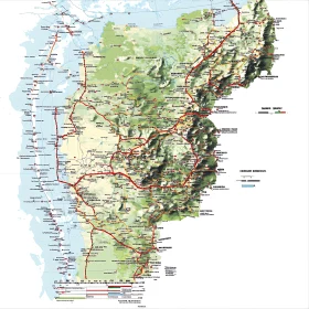 Geographic Map with Travel Routes