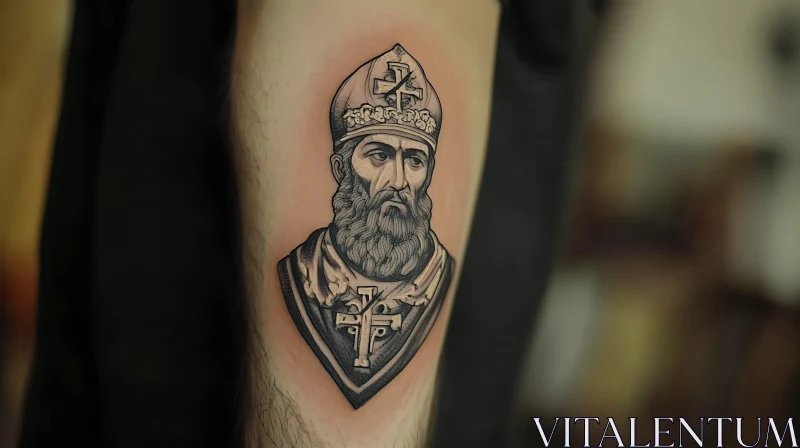 Detailed Tattoo of Religious Portrait