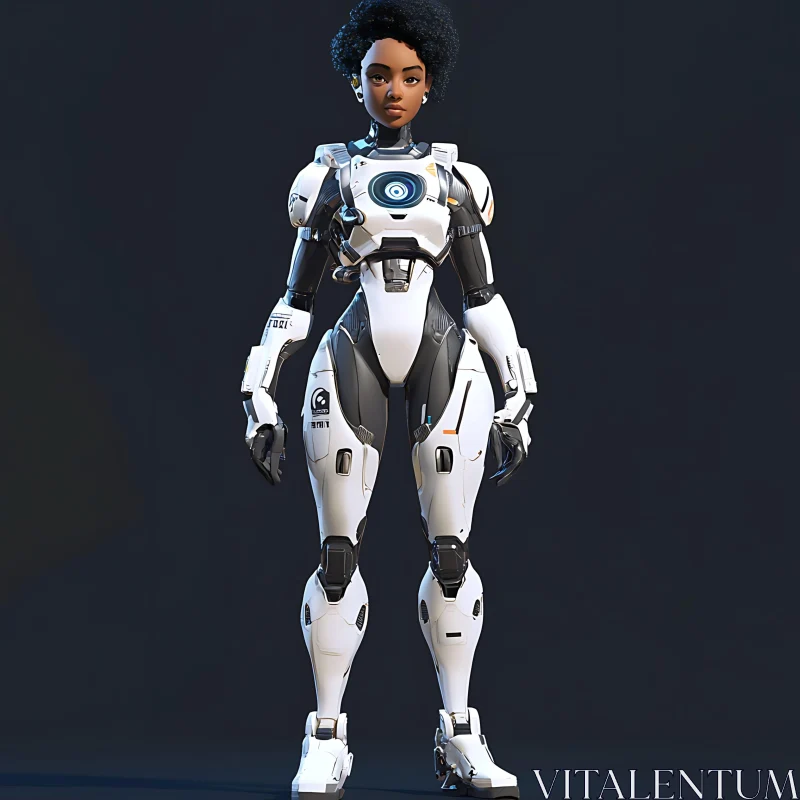 Futuristic Cyborg in High-Tech Armor