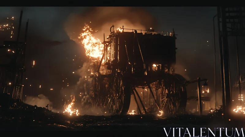 Burning Structure at Night