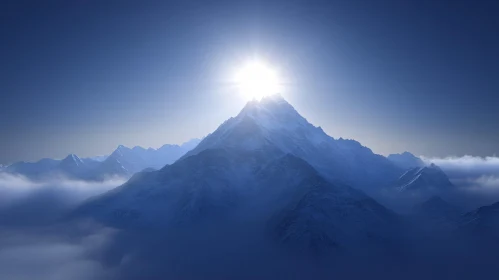 Majestic Mountain and Rising Sun