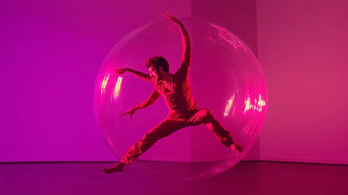 Dancer in Bubble with Purple Light