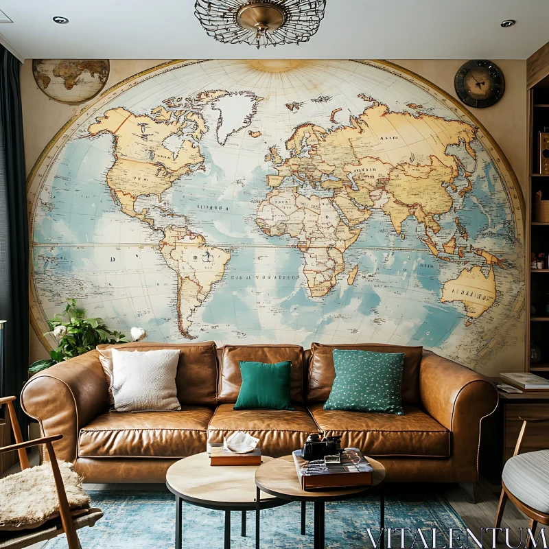 Cozy Interior with World Map Decor