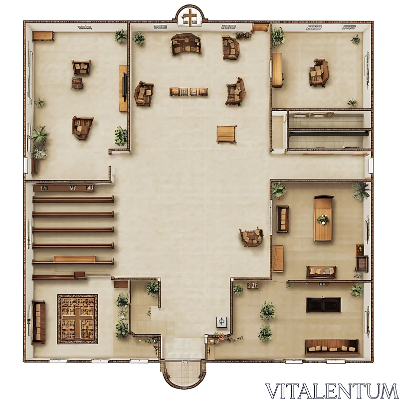 Architectural Layout of Furnished Interior Space