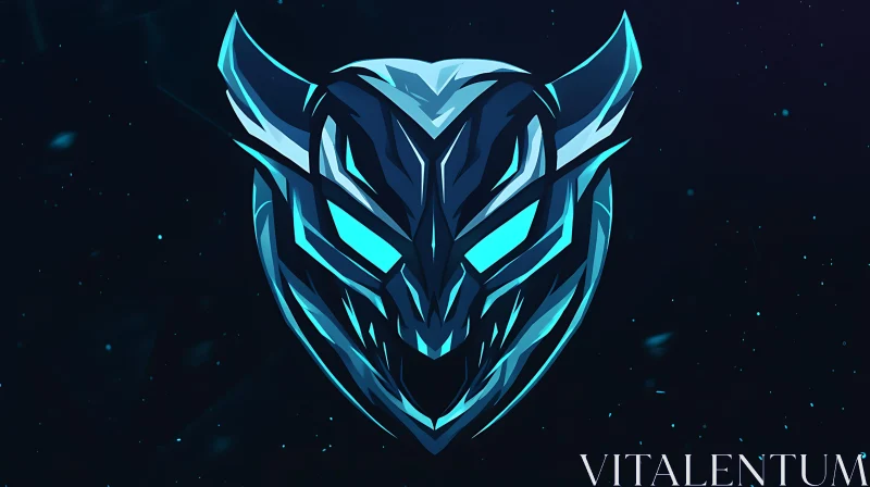 Neon Blue Mask Abstract Art