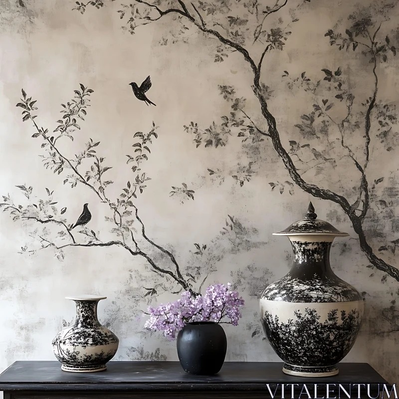 Vases and Birds Still Life