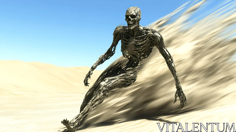 AI ART Sandy Grave Skeleton